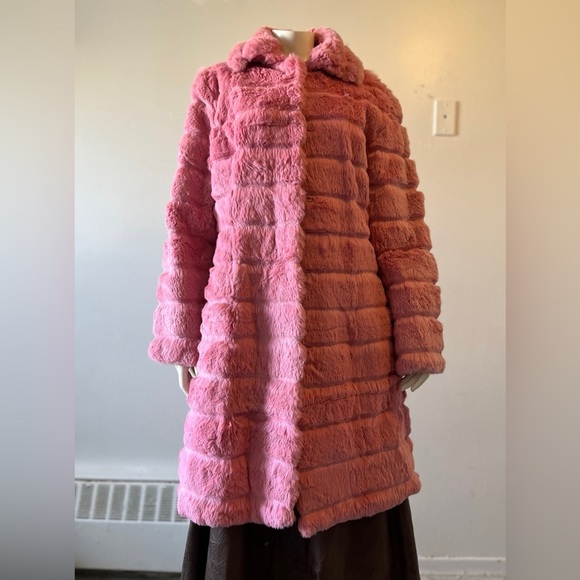 Wilsons Leather Jackets & Blazers - Vintage Wilson Leather Luxurious Pink Fur Coat Large 100% Rabbit Fur Barbiecore